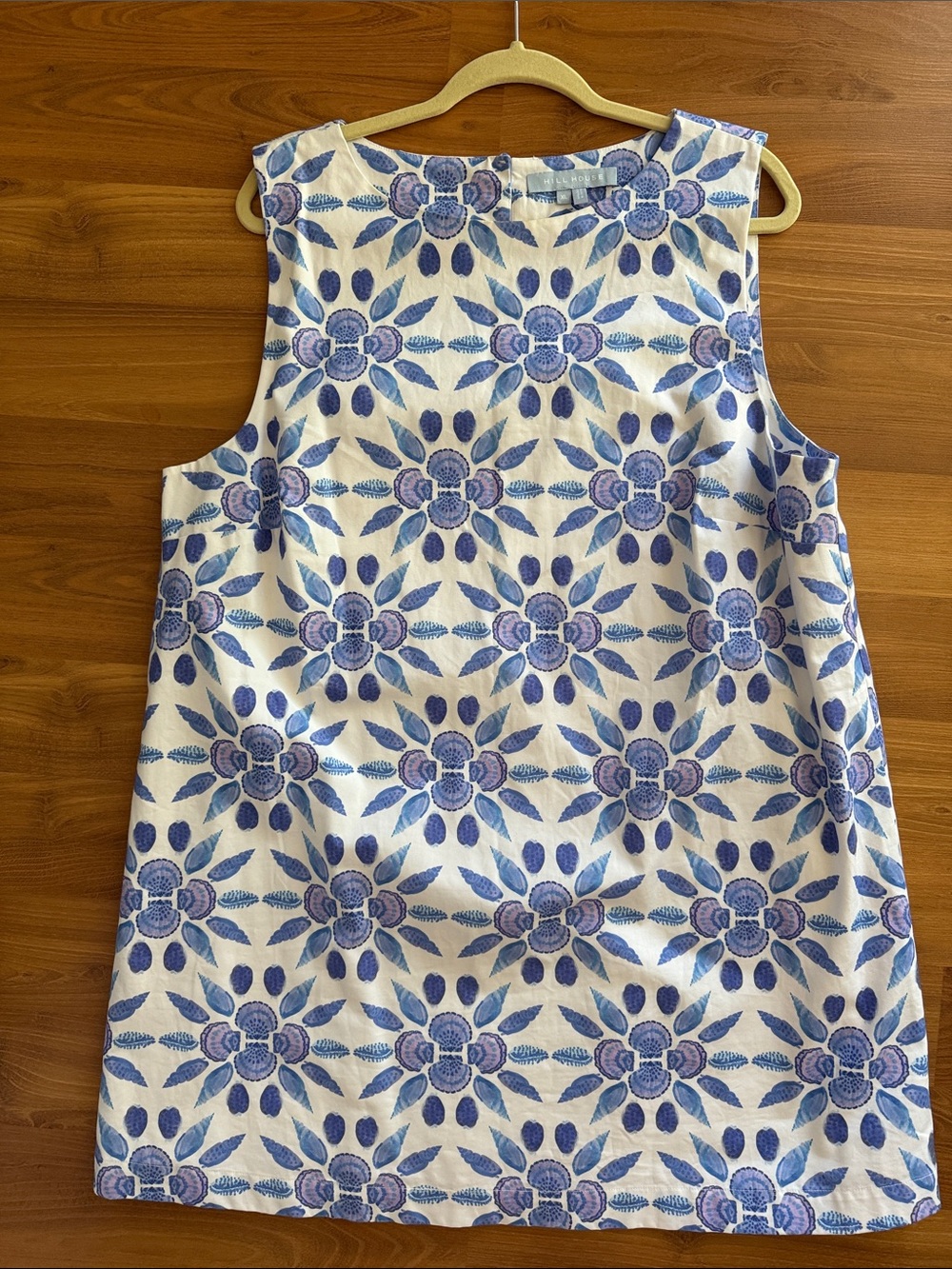 Hill House Sleeveless Mini Dress in White and Blue Seashell